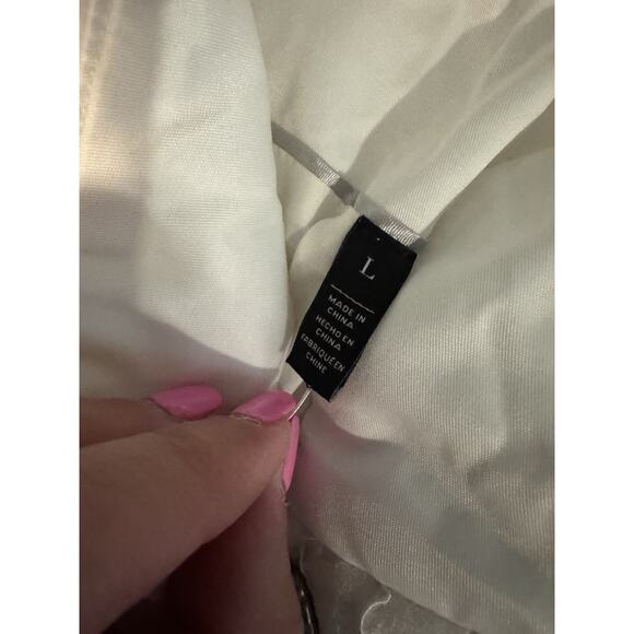 WHITE HOUSE BLACK MARKET lace chevron puffer coat jacket Large - Picture 5 of 9